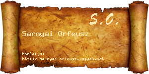 Sarnyai Orfeusz névjegykártya